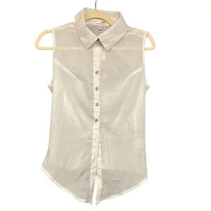 NWT‎ BONGO White Sleeveless Button-Down Top Size Medium (M)